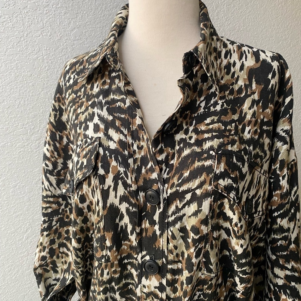 ZARA Leopard Print‎ Shirt Dress Small - Picture 9 of 11